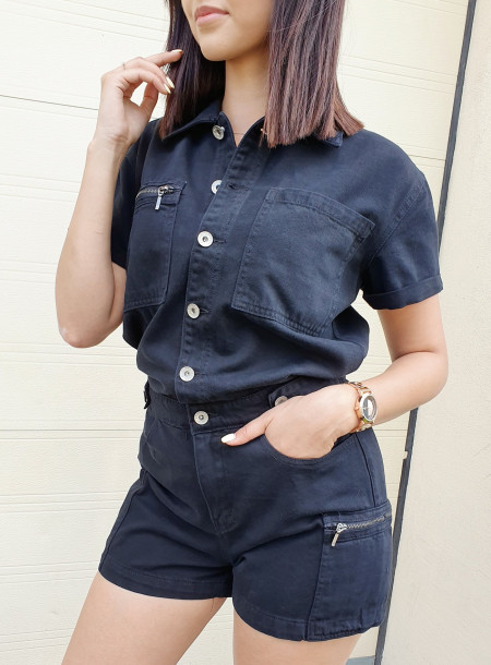 Kombinezon jeans 002 czarny