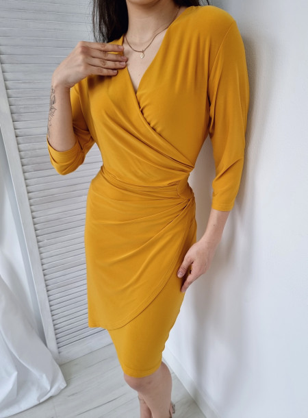 Sukienka kopertowa 558 żółta