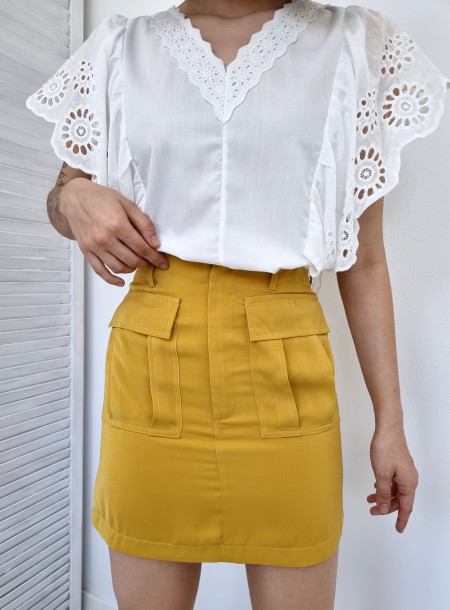 Spódnica mini 9061 żółta 2