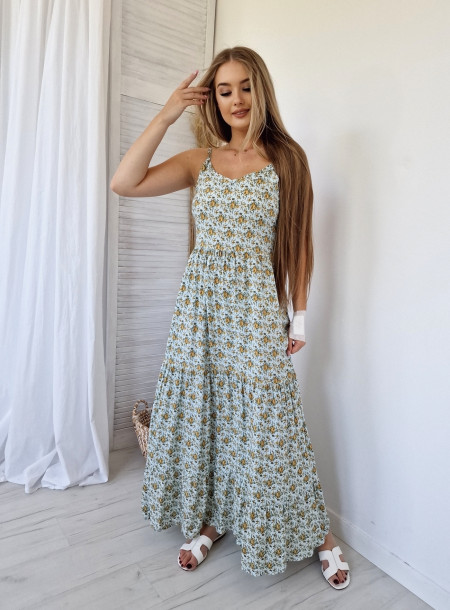 Bawełniana sukienka maxi 2916 niebieska