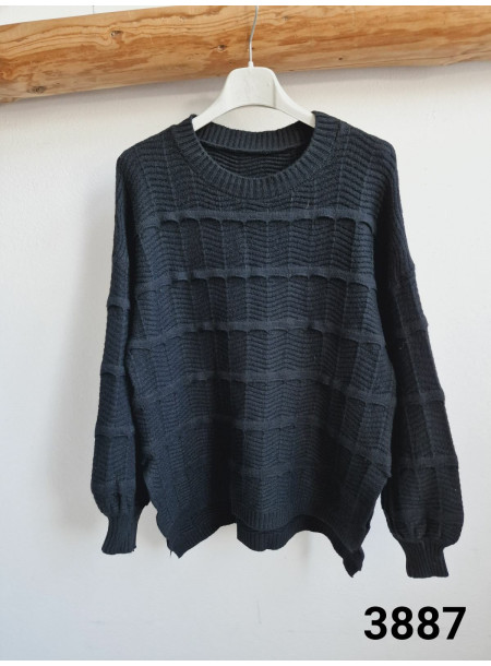 Wiskozowy sweter 3887 czarny