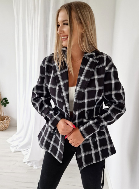 Marynarka w kratę 9580 czarna