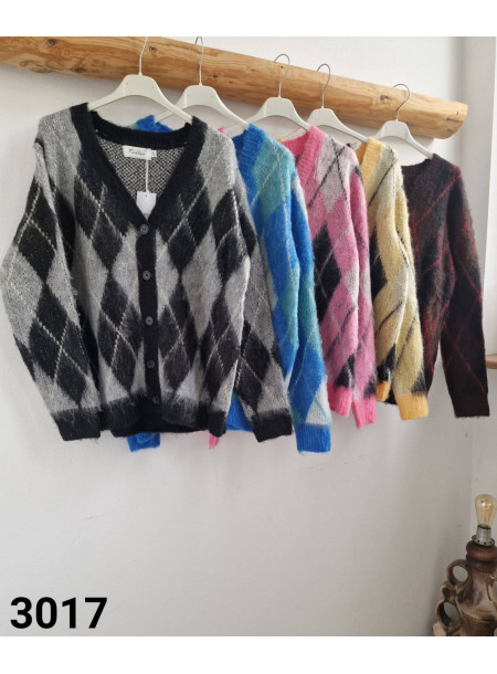 Sweter z dodatkiem wełny guziki 3017 Czarny 2
