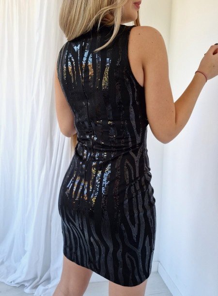 Elegancka Sukienka Z Cekinami 8926 Czarna 2