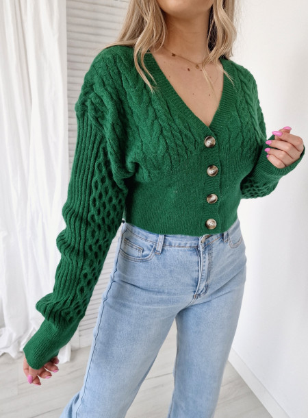 Sweter z Guzikami 8917 Zielony