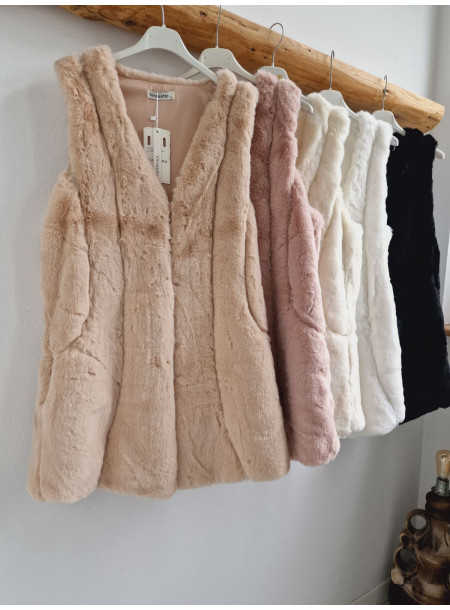 Kamizelka futerko 708 Ecru