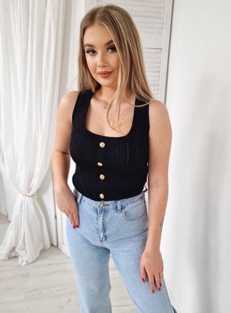 Bluzka prążek button 9753 czarna