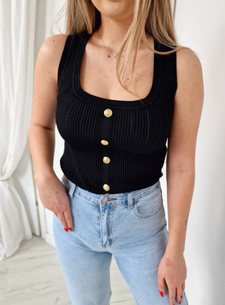 Bluzka prążek button 9753 czarna