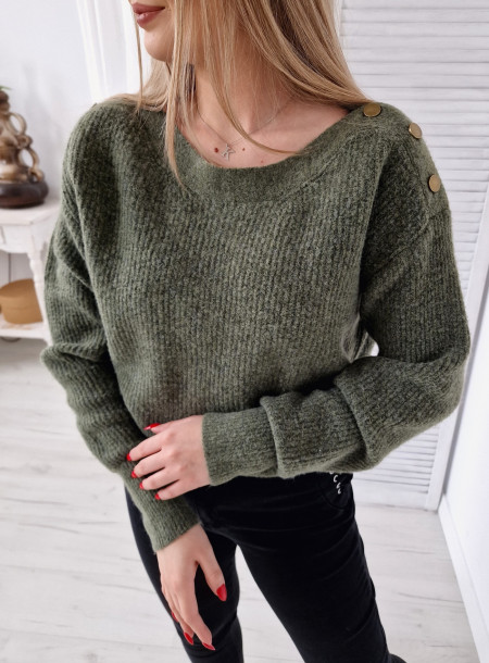 Sweter z Guzikami 3057 khaki