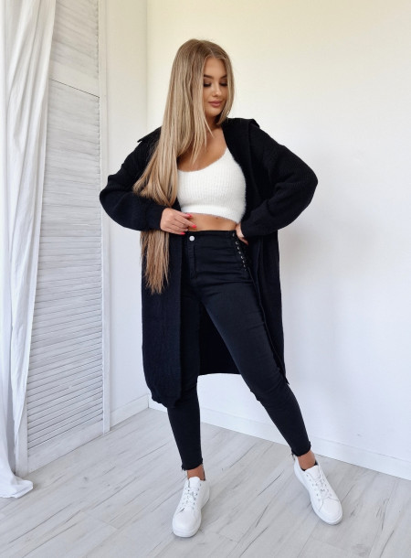 Kardigan długi Mochy 9103 czarny