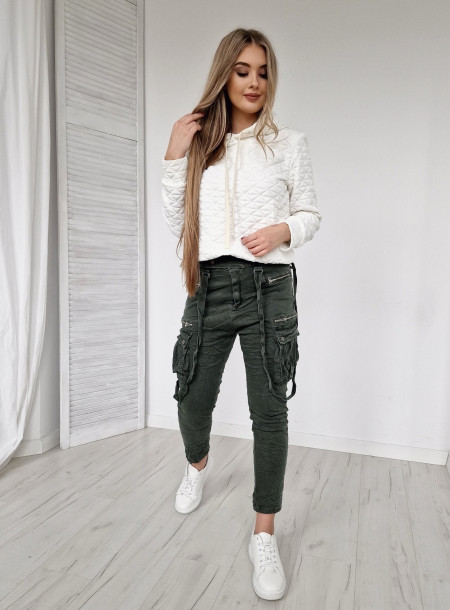 Bluza Pikowana z Kapturem 23301 Biała