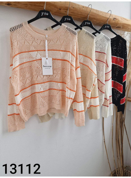 Sweter ażurkowy 13112 czarny 2
