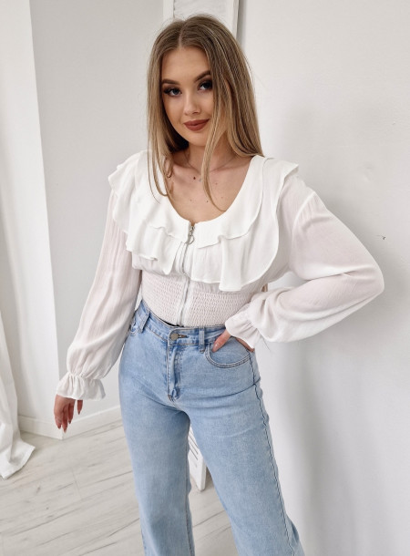 Elegancka bluzka Zip 90903 biała