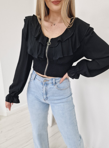Elegancka bluzka Zip 90903 czarny