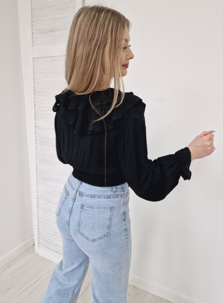 Elegancka bluzka Zip 90903 czarny