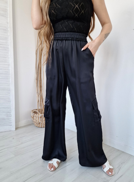 Spodnie z szeroką nogawką 1337 czarne