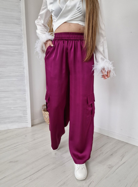 Spodnie z szeroką nogawką 1337 fioletowe