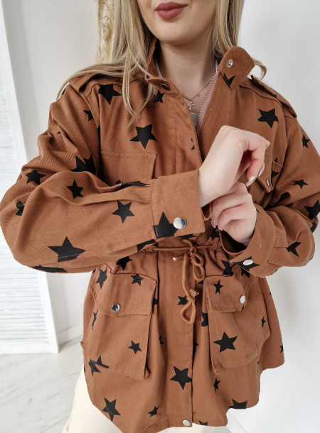 Parka oversize Star 8982 brąz