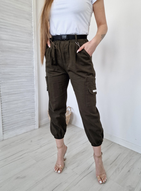 Spodnie bojówki jeans P980 khaki
