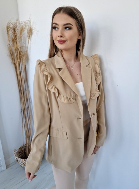 Marynarka z falbaną XL029 beżowa