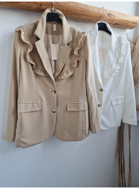 Marynarka z falbaną XL029 biała