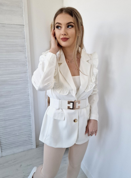 Marynarka z falbaną XL029 biała