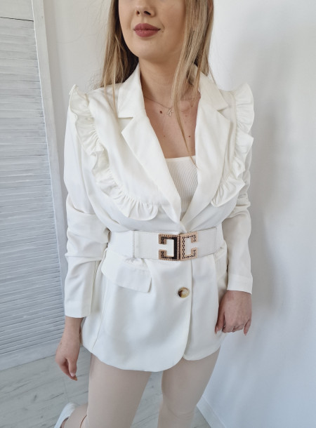 Marynarka z falbaną XL029 biała