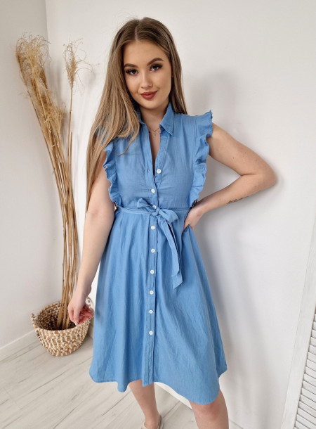 Koszulowa sukienka jeans 92080 niebieska 2