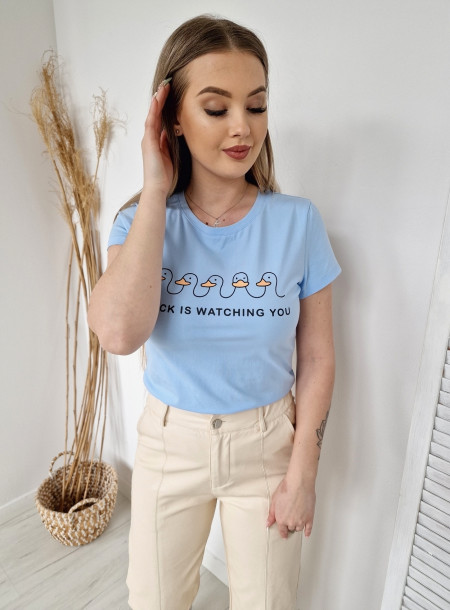 Bawełniany T-shirt DUCK 2611 niebieski