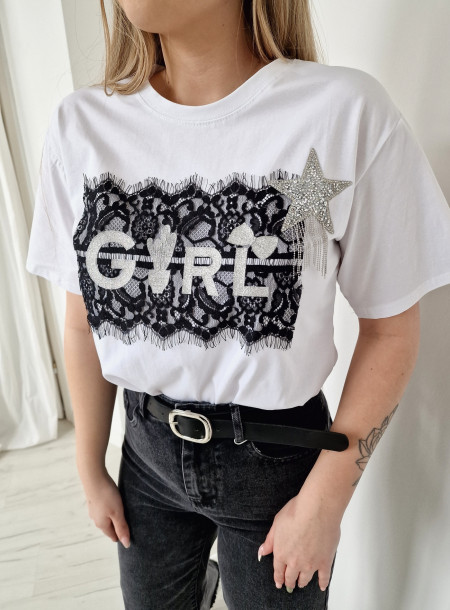 Cotton T-shirt GIRL 6056 white