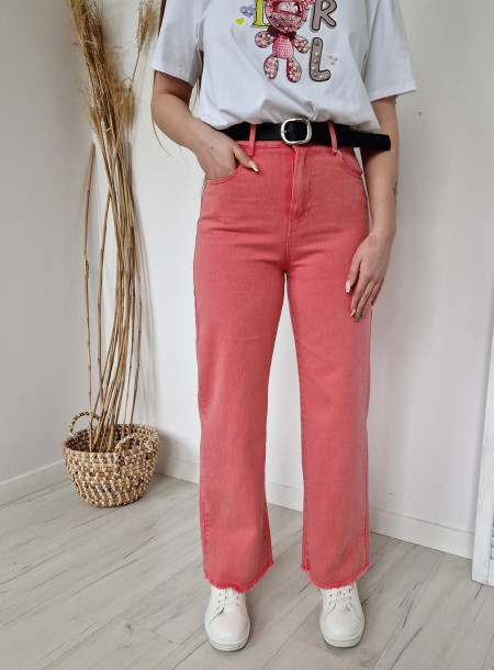 Spodnie jeans 9775 różowe