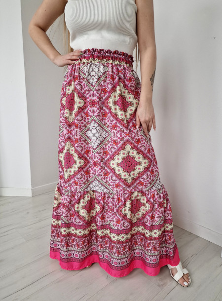 Silk maxi skirt 9084 pink