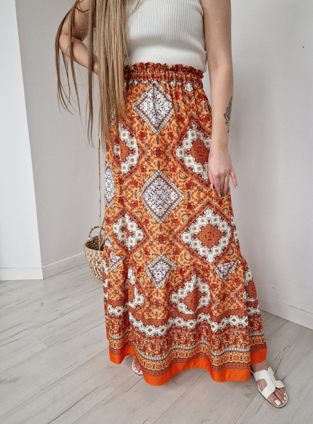 Silk maxi skirt 9084 orange