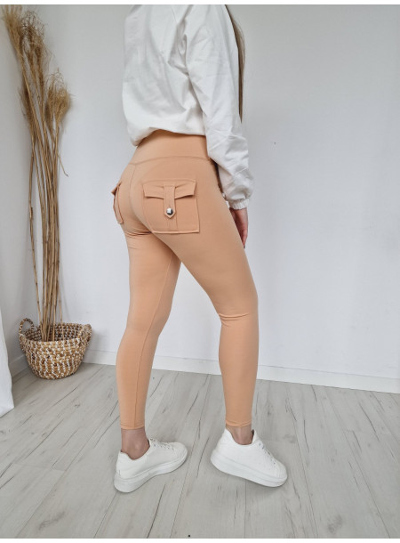 Legginsy z kieszonką 77-159 beżowe 2