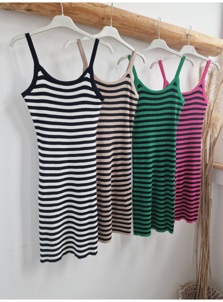 Striped ribbed dress 2244 green 2
