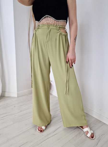 Wide-leg trousers 12016 green