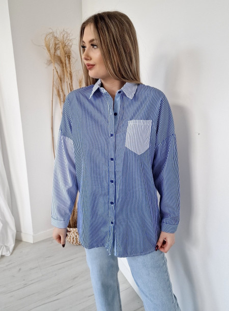 Koszula oversize 7855 niebieska