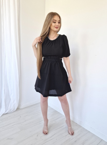 Sukienka odcinana z tyłu 12062 czarna