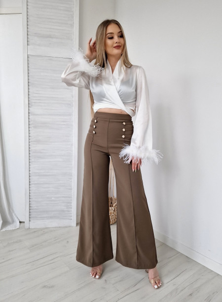 Eleganckie spodnie P135 brązowe