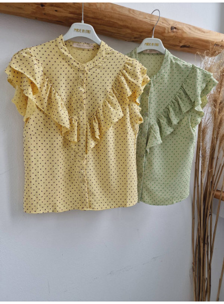 Shirt with frill 32058 green 2