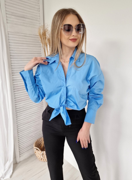 Koszula wiązana H1614 niebieska