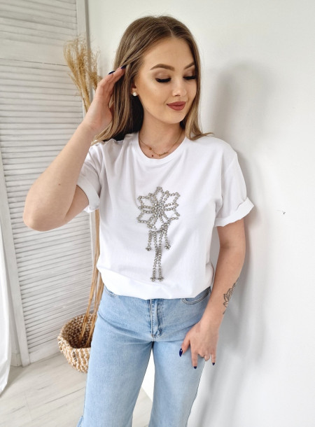 Bawełniany T-shirt AM528 biały