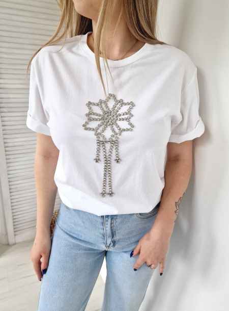 Bawełniany T-shirt AM528 biały