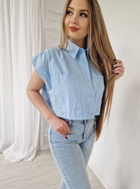 Bawełniana koszula 0038 niebieska