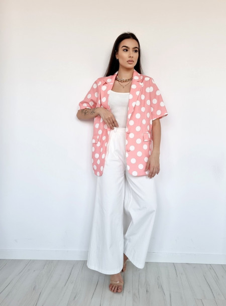 Marynarka oversize Grochy 8379 puder