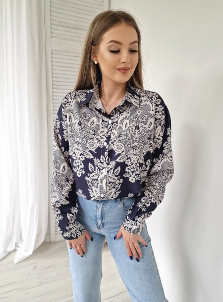 Patterned shirt H1047 white