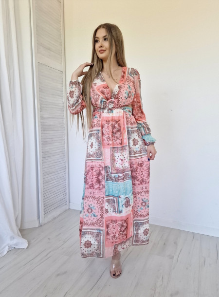 Sukienka maxi wycięte plecy 12167 czerwona