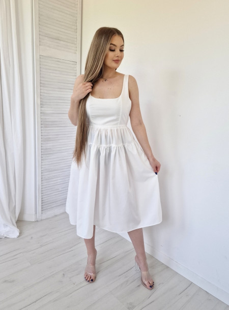 Sukienka kloszowana midi 13113 biała