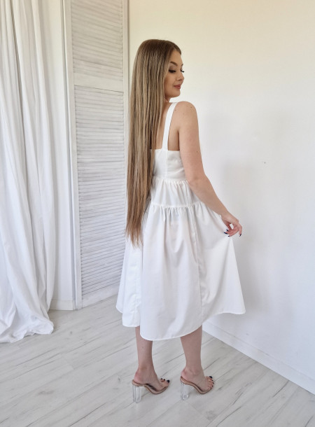 Sukienka kloszowana midi 13113 biała