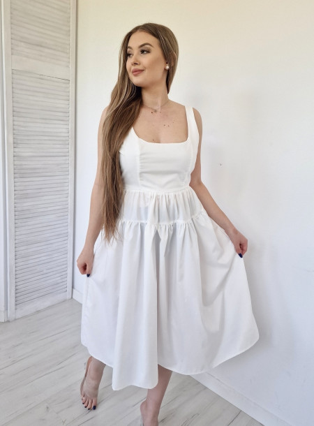 Sukienka kloszowana midi 13113 biała